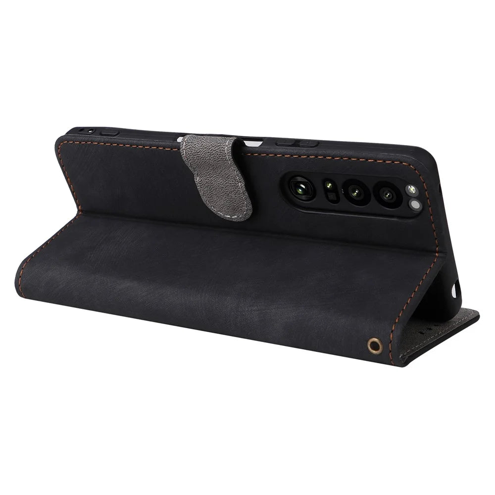 For Sony Xperia 1 III 5G Case Wallet Flip Leather Phone Cover RFID Blocking Protection - Black - 4