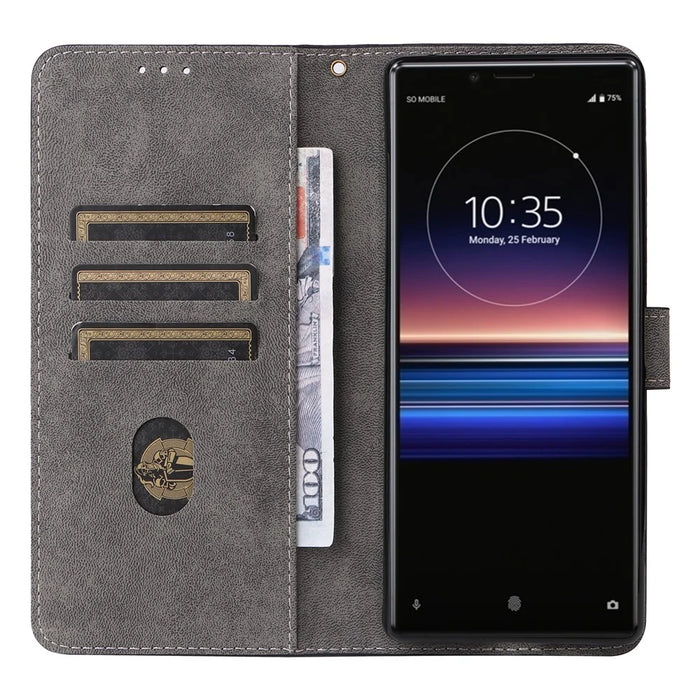 For Sony Xperia 1 RFID Blocking Leather Case with Strap Phone Wallet Cover - Black - 2