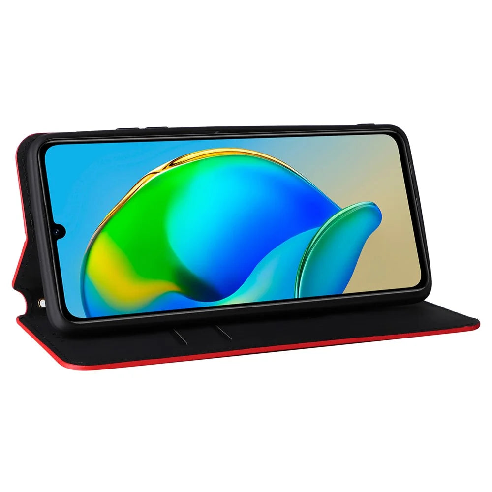 For ZTE Blade V41 Smart / Blade A72s / Optus X Max Leather Case Wallet Stand Phone Cover - Red - 3