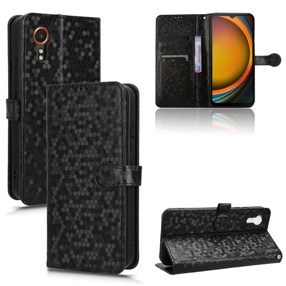 For Samsung Galaxy Xcover7 Case Wallet Leather Phone Cover Full Protection - Black - 7