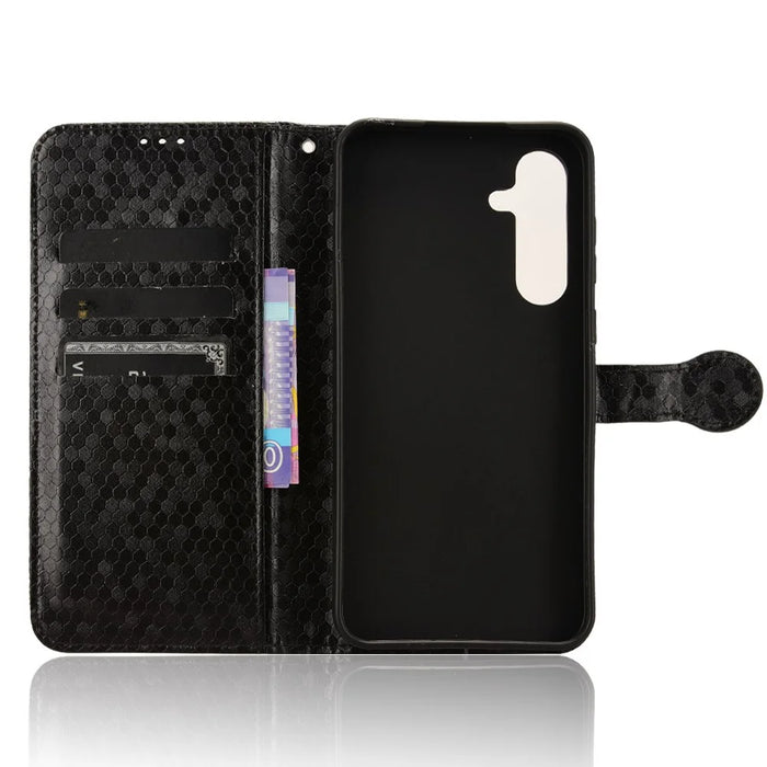 For Samsung Galaxy A35 5G Leather Case Wallet Phone Cover Magnetic Clasp - Black - 4