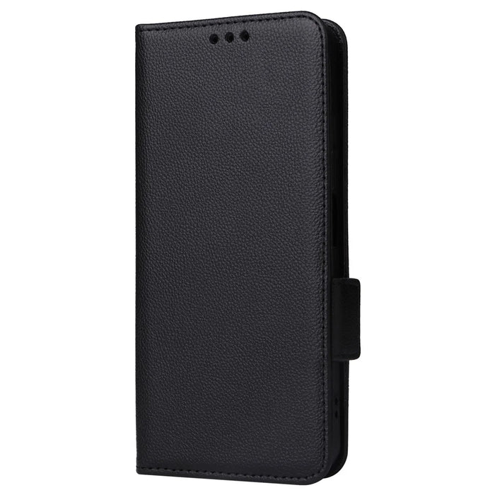 For ZTE Blade A34 Phone Case Leather Litchi Texture Cover with Magnetic Closure - Black - 7