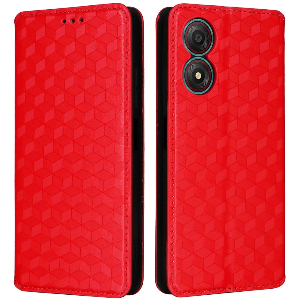 For ZTE Blade A34 Case PU Leather Cover with Wallet Folding Stand - Red - 1