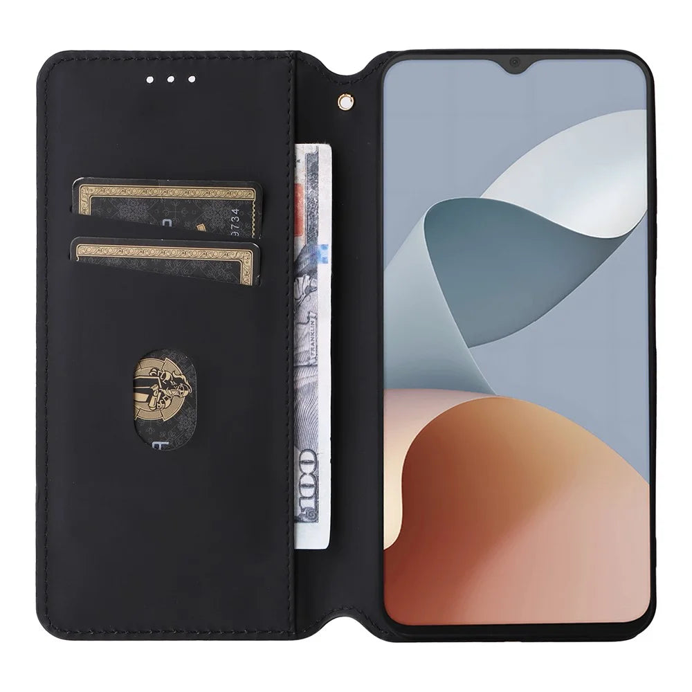 For ZTE Blade A34 Case PU Leather Cover with Wallet Folding Stand - Red - 2