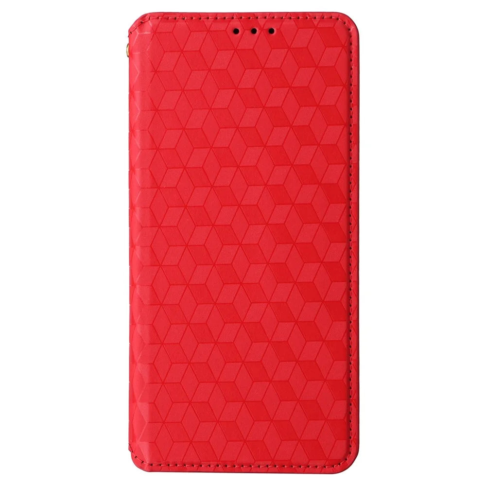 For ZTE Blade A34 Case PU Leather Cover with Wallet Folding Stand - Red - 7