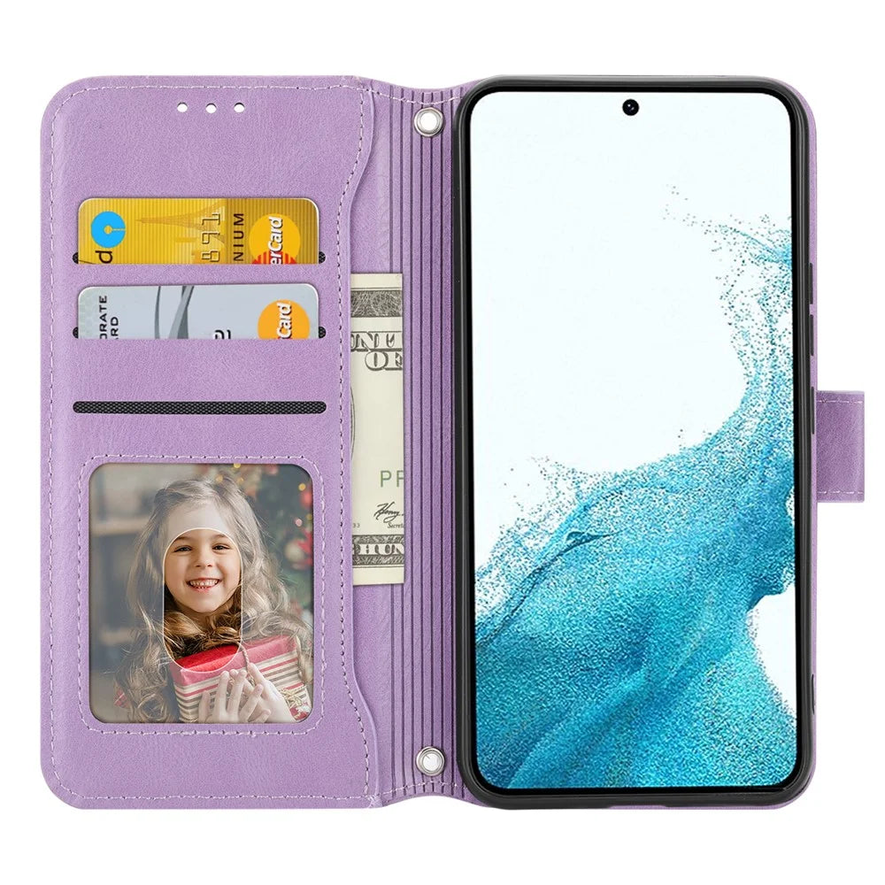 For Samsung Galaxy A35 5G Leather Case Crossbody Phone Cover Zipper Pocket - Purple - 2