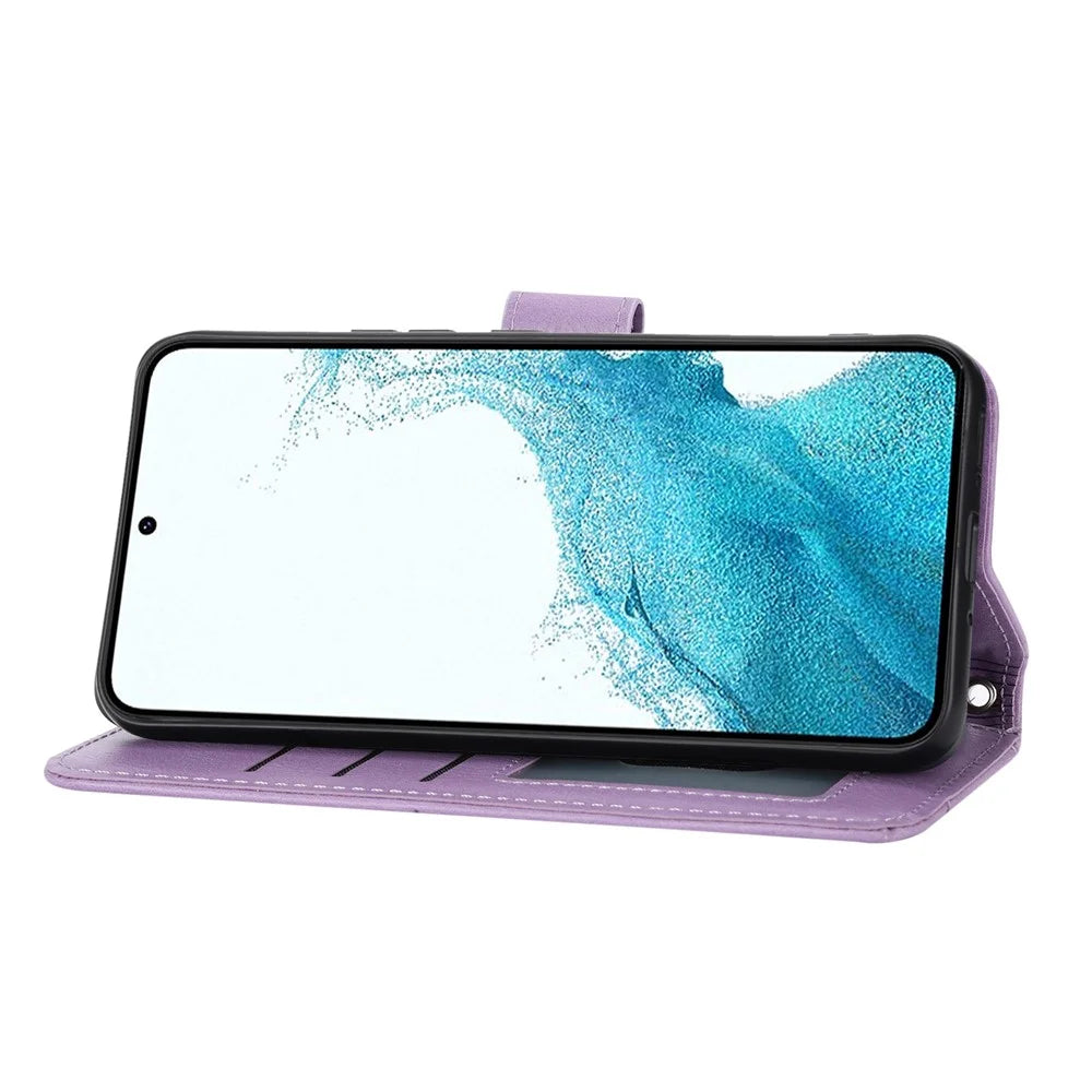 For Samsung Galaxy A35 5G Leather Case Crossbody Phone Cover Zipper Pocket - Purple - 3