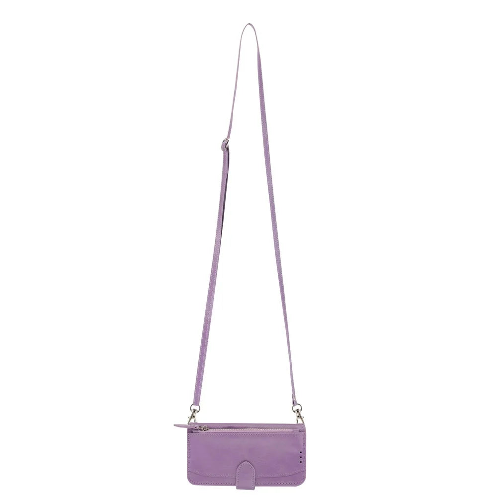For Samsung Galaxy A35 5G Leather Case Crossbody Phone Cover Zipper Pocket - Purple - 5