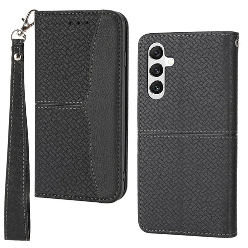 For Samsung Galaxy A35 5G Case with Strap Wallet Leather Flip Phone Cover - Black - 1