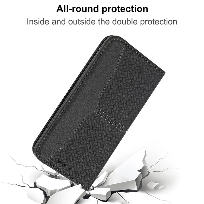 For Samsung Galaxy A35 5G Case with Strap Wallet Leather Flip Phone Cover - Black - 7