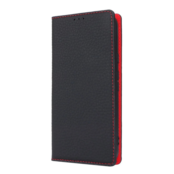 For Google Pixel 8a Genuine Cow Leather Case Litchi Texture Phone Wallet with Strap - Black - 7
