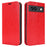 For Google Pixel 8a Phone Wallet Case Split Leather Cover Crazy Horse Texture - Red - 1