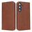 For Samsung Galaxy S24 Wallet Leather Case Magnetic Closing Phone Cover - Dark Brown - 1