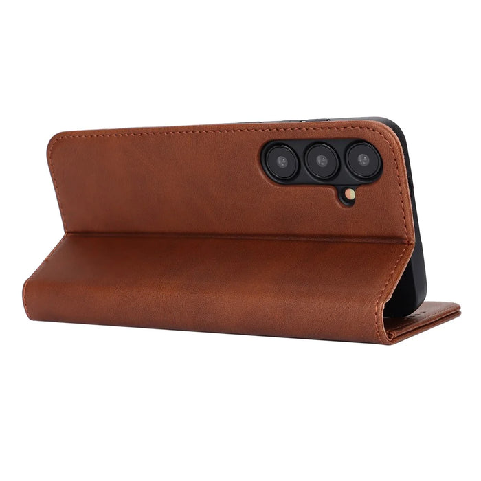 For Samsung Galaxy S24 Wallet Leather Case Magnetic Closing Phone Cover - Dark Brown - 3