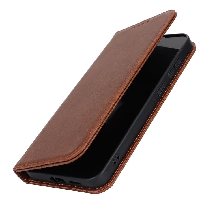 For Samsung Galaxy S24 Wallet Leather Case Magnetic Closing Phone Cover - Dark Brown - 6