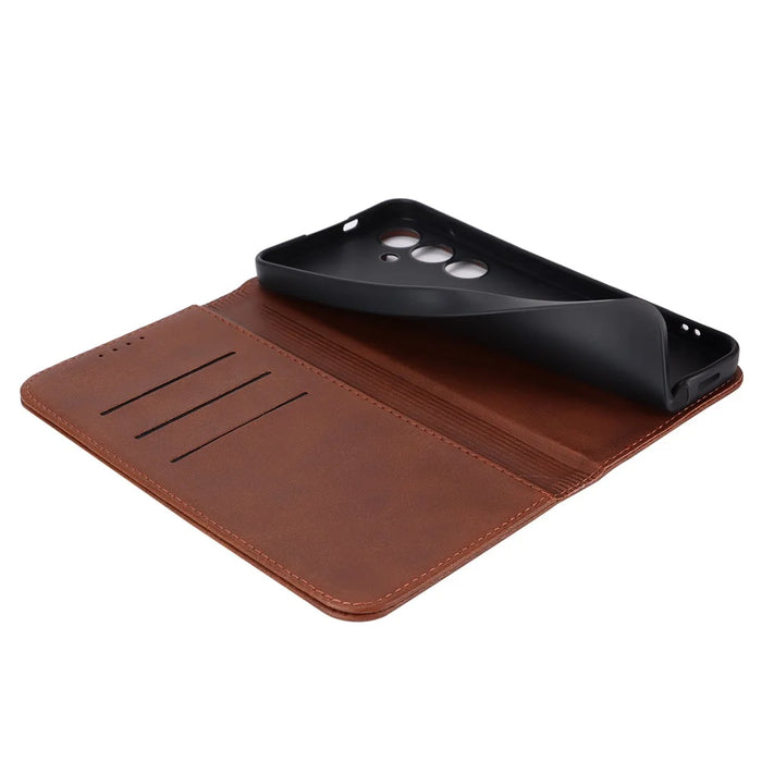 For Samsung Galaxy S24 Wallet Leather Case Magnetic Closing Phone Cover - Dark Brown - 7