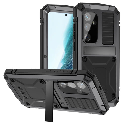 For Samsung Galaxy S24+ Case TPU + Metal Hybrid Shockproof Phone Cover with Hanging Rope - Black - 1