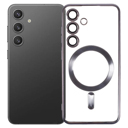 X-LEVEL For Samsung Galaxy S24 Magnetic Case Clear Phone Cover with Lens Film - Black - 1