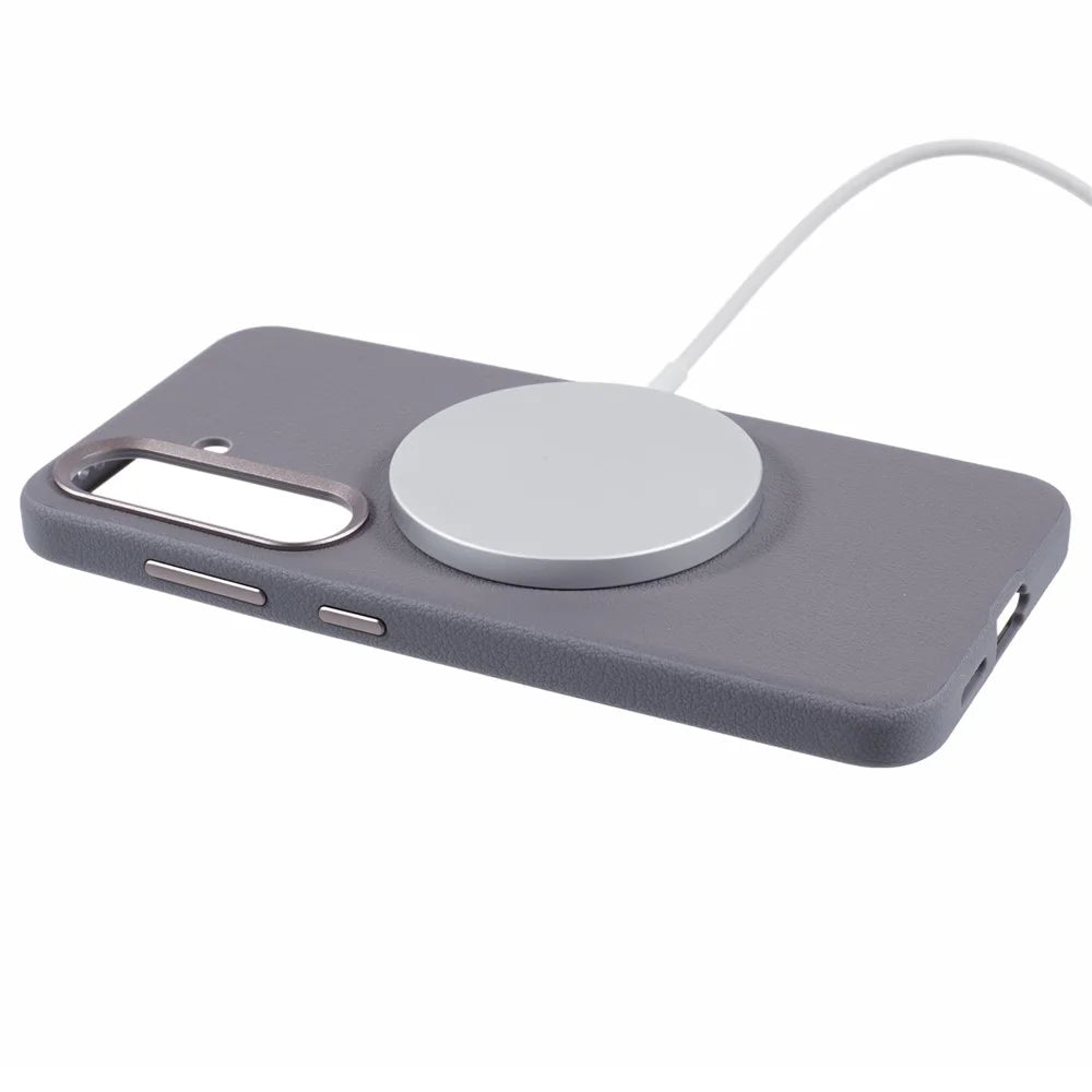 X-LEVEL For Samsung Galaxy S24 Magnetic Case Anti-Scratch Leather+PC Phone Cover - Grey - 4
