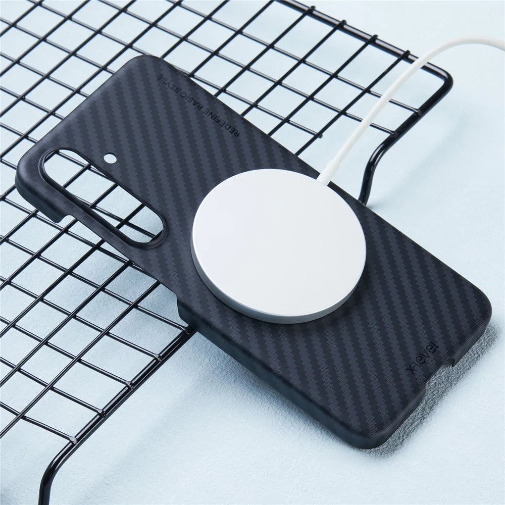 X-LEVEL For Samsung Galaxy S24 Hard PC Cover Carbon Fiber Texture Magnetic Phone Case - 3