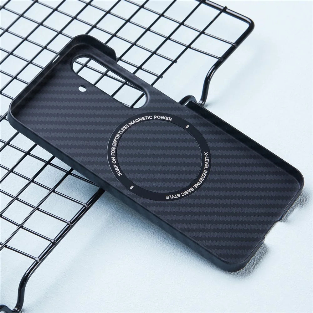 X-LEVEL For Samsung Galaxy S24 Hard PC Cover Carbon Fiber Texture Magnetic Phone Case - 5