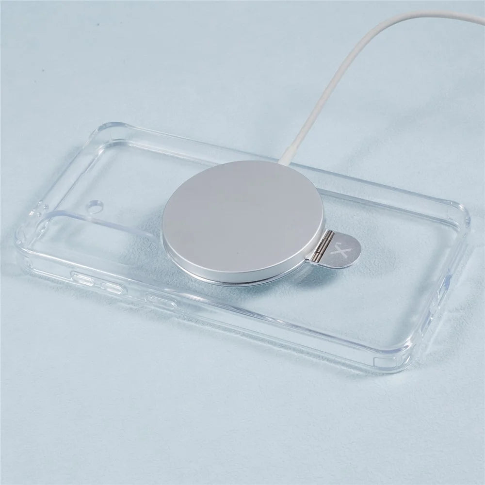 X-LEVEL PITHY STONE II For Samsung Galaxy S24 Case PC+TPU Back Cover Kickstand Magnetic Case - Transparent - 3