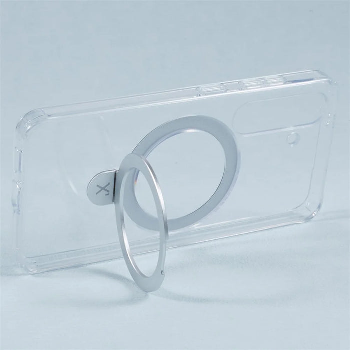 X-LEVEL PITHY STONE II For Samsung Galaxy S24 Case PC+TPU Back Cover Kickstand Magnetic Case - Transparent - 4