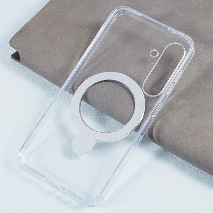 X-LEVEL PITHY STONE II For Samsung Galaxy S24 Case PC+TPU Back Cover Kickstand Magnetic Case - Transparent - 5