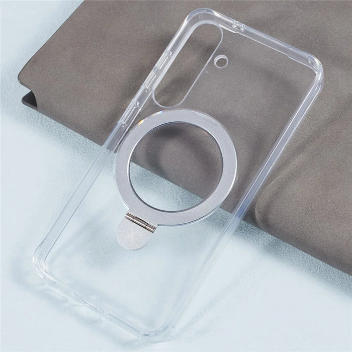 X-LEVEL PITHY STONE II For Samsung Galaxy S24 Case PC+TPU Back Cover Kickstand Magnetic Case - Transparent - 6