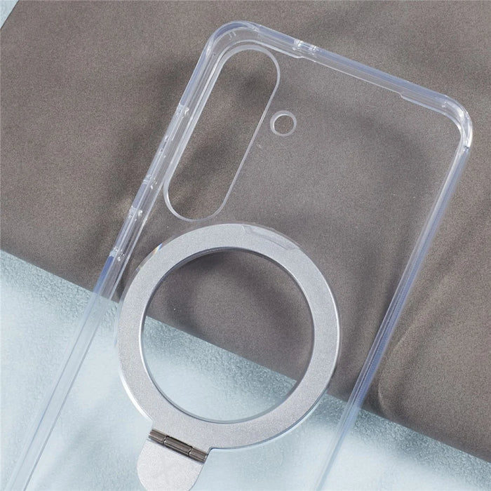 X-LEVEL PITHY STONE II For Samsung Galaxy S24 Case PC+TPU Back Cover Kickstand Magnetic Case - Transparent - 7