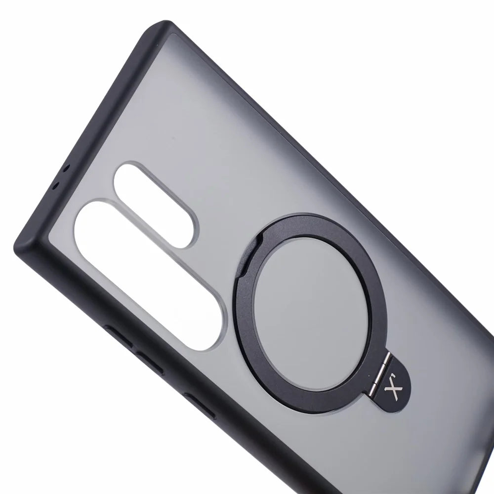 X-LEVEL PITHY STONE II For Samsung Galaxy S24 Ultra Magnetic Case PC+TPU Back Cover Kickstand - Black - 7