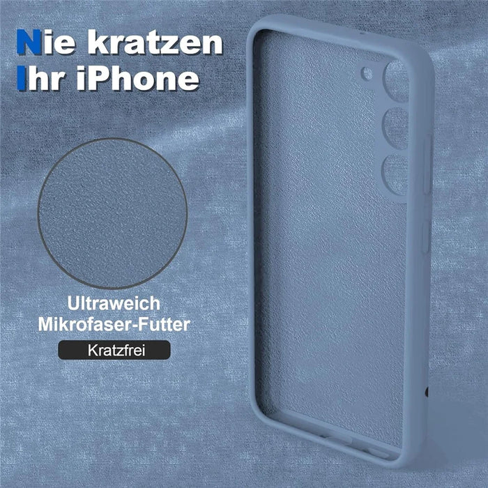 For Samsung Galaxy S24+ Liquid Silicone Case Ring Kickstand Phone Cover - Grey - 4
