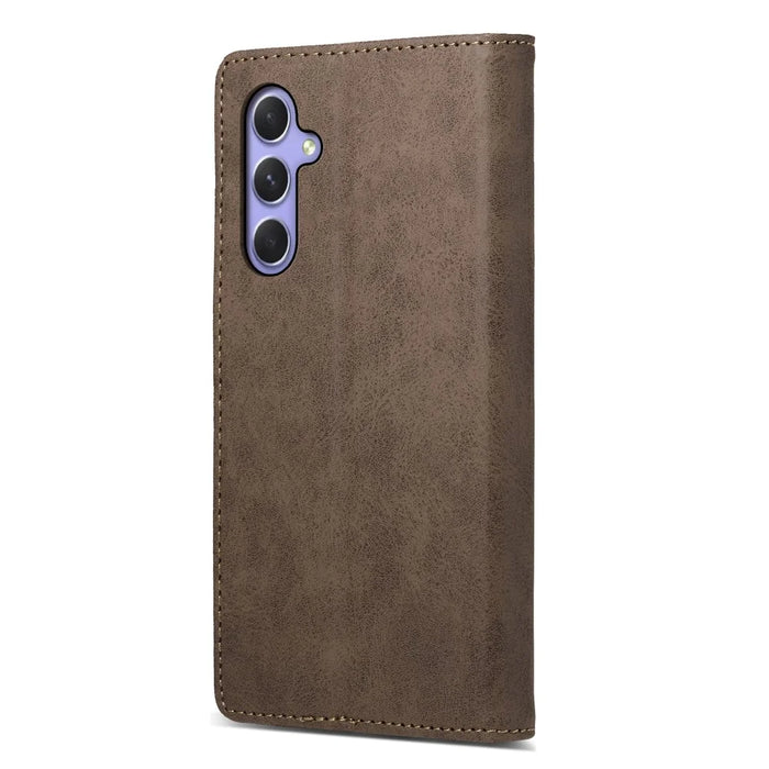 DF-05 For Samsung Galaxy A55 5G Leather Phone Case RFID Blocking Wallet - Brown - 5