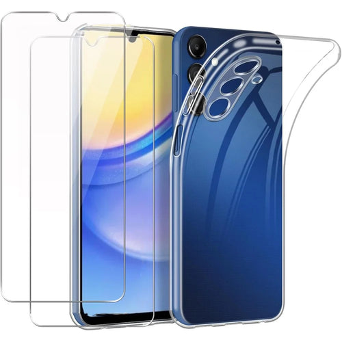 For Samsung Galaxy A55 5G TPU Phone Case + 2PCS 2.5D Arc Tempered Glass Screen Protector - 1