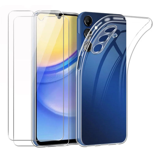 For Samsung Galaxy A35 5G TPU Case Clear Phone Cover + 2PCS 2.5D Arc Tempered Glass Film - 1