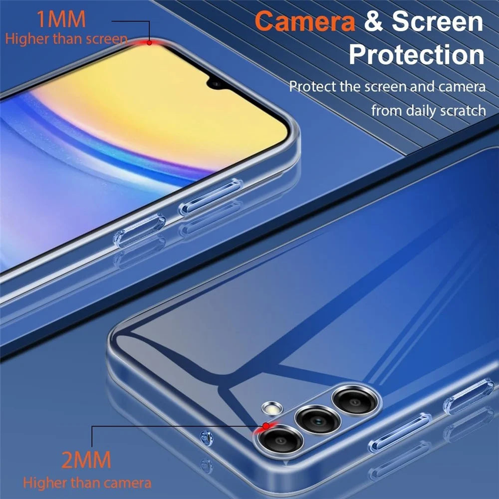 For Samsung Galaxy A35 5G TPU Case Clear Phone Cover + 2PCS 2.5D Arc Tempered Glass Film - 6