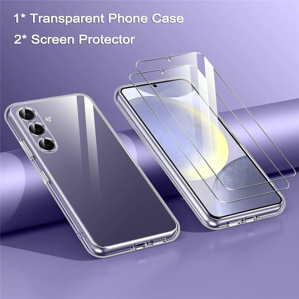 For Samsung Galaxy S24+ Clear TPU Case with Full Glue 0.1mm Tempered Glass Film (Fingerprint Unlocking) - 7