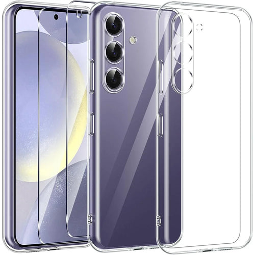 For Samsung Galaxy S24 TPU Case Transparent Phone Cover with 0.1mm Tempered Glass Film (Fingerprint Unlocking) - 1