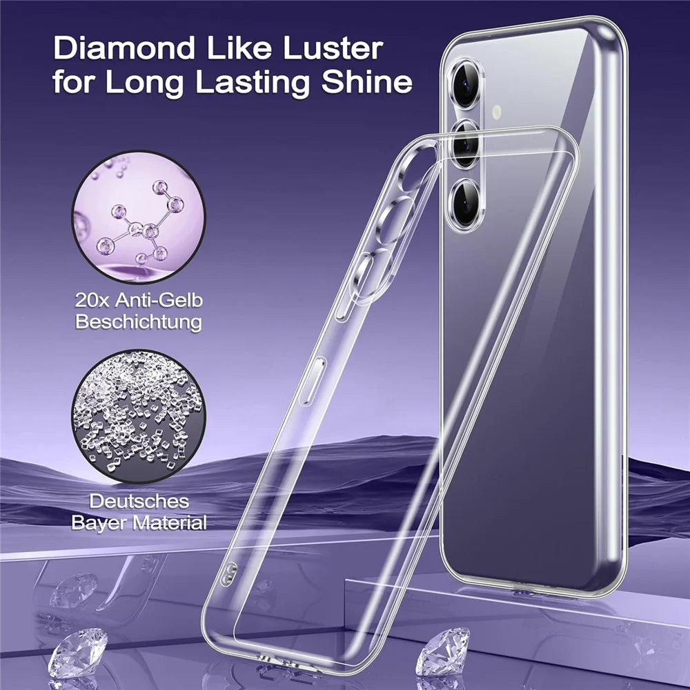 For Samsung Galaxy S24 TPU Case Transparent Phone Cover with 0.1mm Tempered Glass Film (Fingerprint Unlocking) - 6
