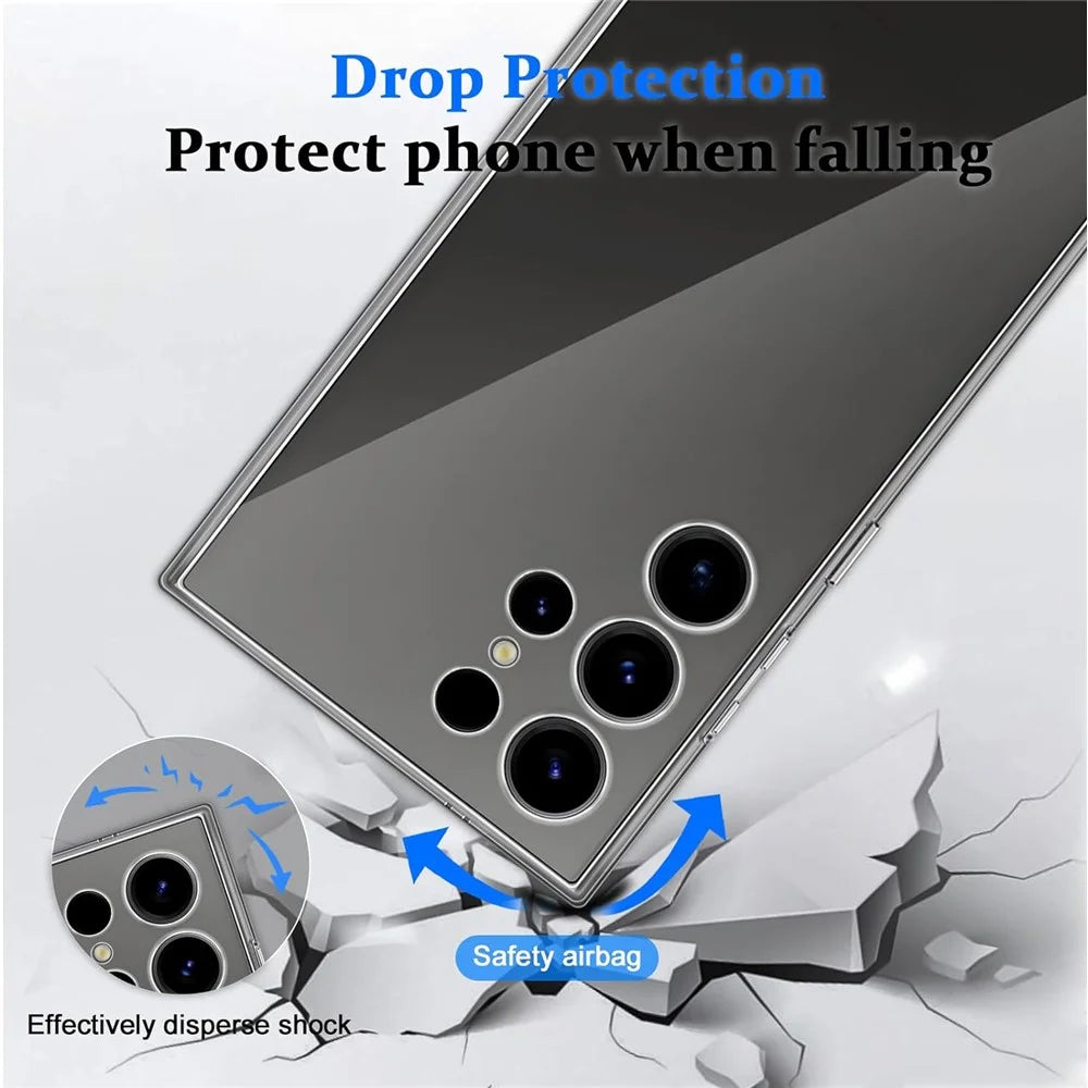 For Samsung Galaxy S24 Ultra TPU Case Transparent Protective Back Cover Anti-fingerprint - 6