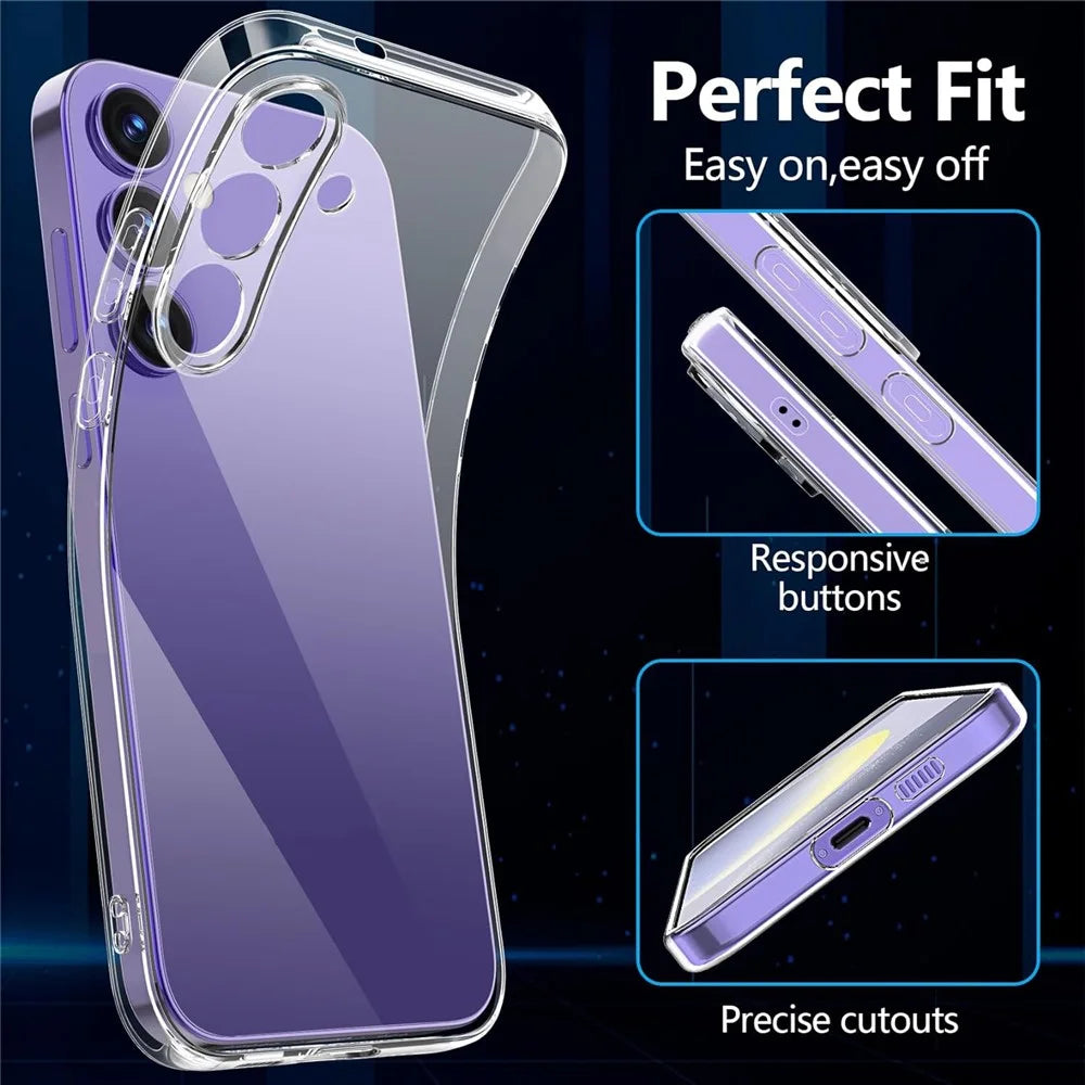 For Samsung Galaxy S24+ TPU Phone Case Clear Anti-fingerprint Slim Cover - 3