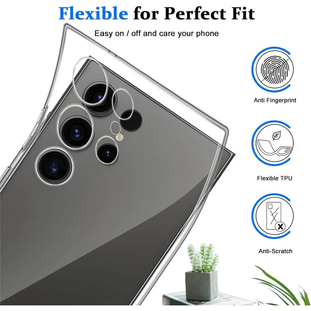For Samsung Galaxy S24 Ultra Case Soft TPU Phone Cover with Full Glue Tempered Glass Film (Fingerprint Unlocking) - 4