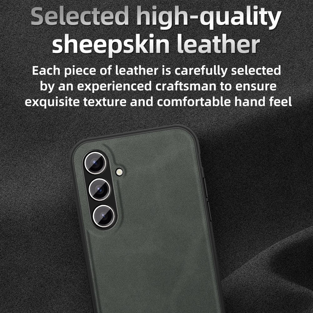 ANNYOJO For Samsung Galaxy S24 Case PU Leather+PC+TPU Protective Shell with Car Mount Metal Sheet - Coffee - 4