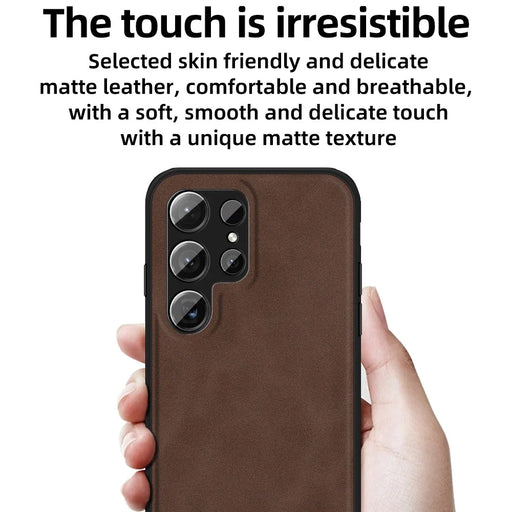 ANNYOJO Back Case for Samsung Galaxy S24 Ultra Shell PU Leather+PC+TPU Scratch-proof Cover - Coffee - 2