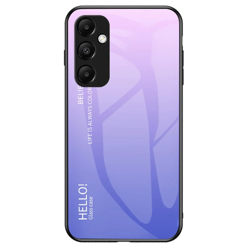 For Samsung Galaxy A55 5G Case Gradient Tempered Glass+PC+TPU Phone Cover - Gradient Pink Purple - 1