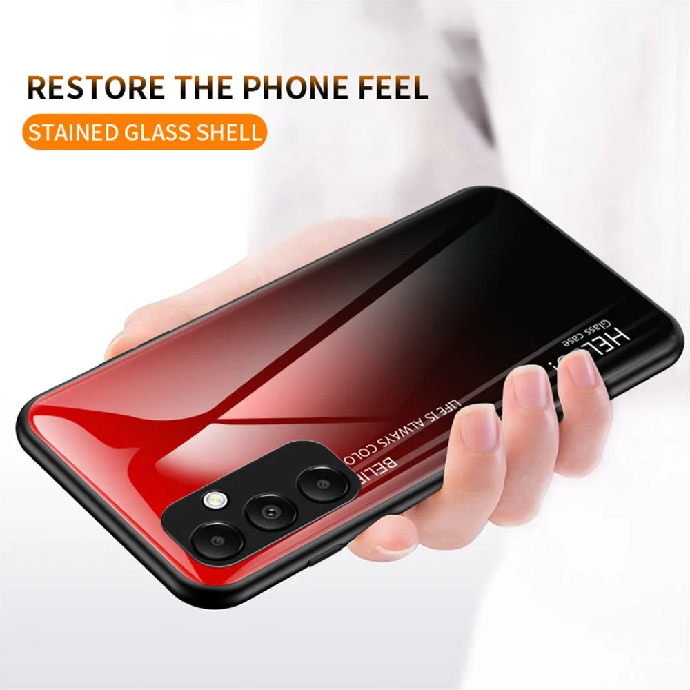 For Samsung Galaxy A55 5G Case Gradient Tempered Glass+PC+TPU Phone Cover - Gradient Pink Purple - 3