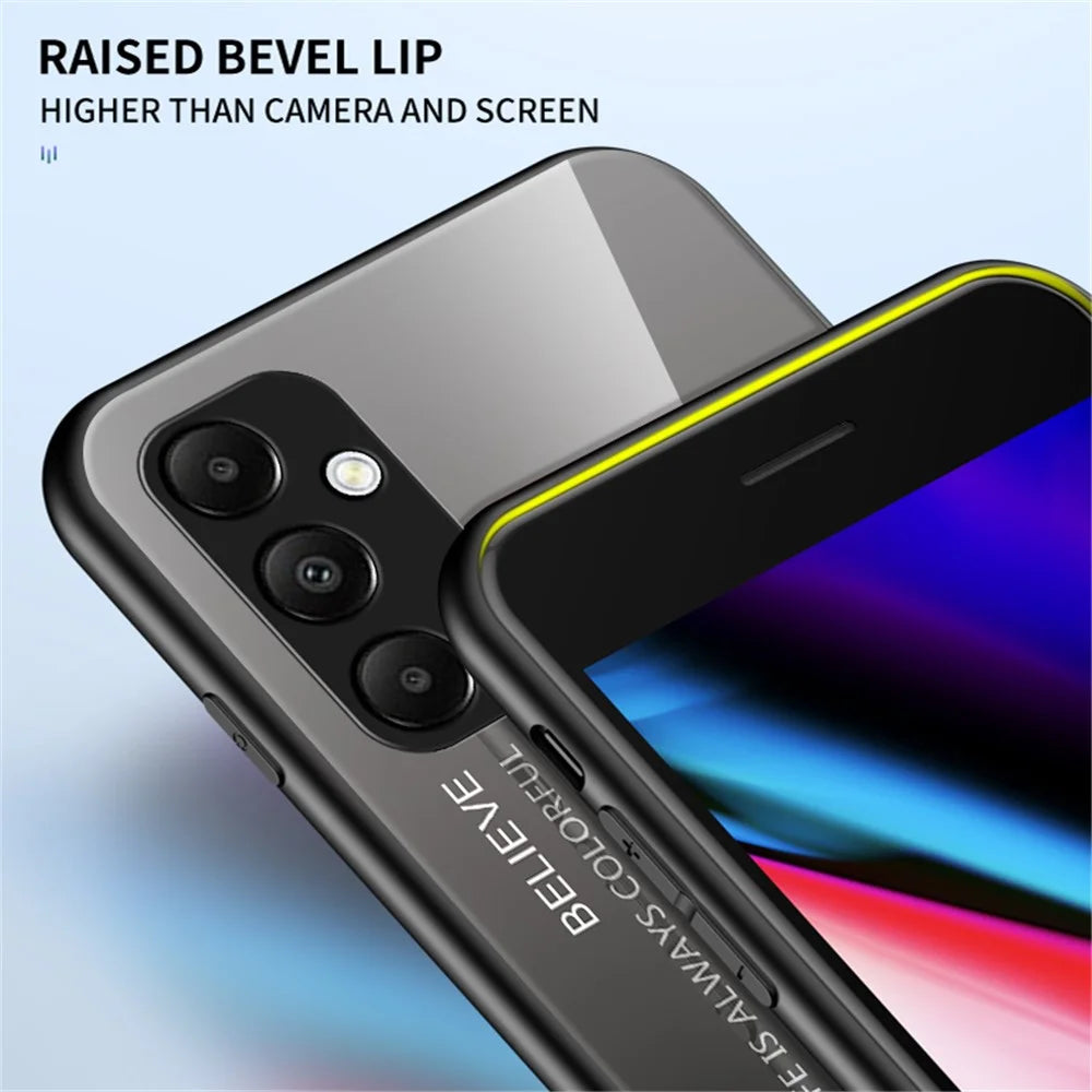 For Samsung Galaxy A55 5G Case Gradient Tempered Glass+PC+TPU Phone Cover - Gradient Pink Purple - 5