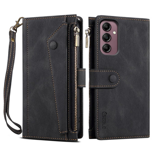 ESEBLE Star Series For Samsung Galaxy A24 4G (162.1 x 77.6 x 8.3mm) Leather Case with Wallet Stand - Black - 1