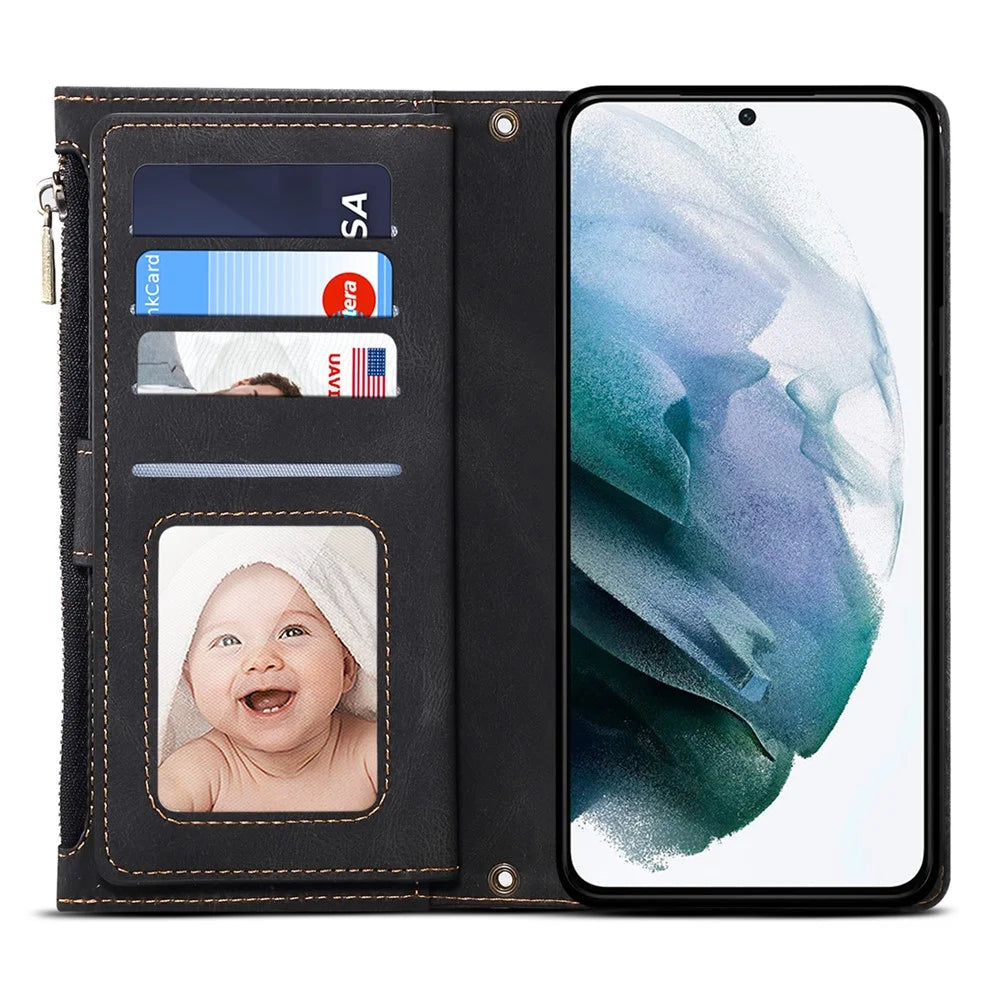 ESEBLE Star Series For Samsung Galaxy A24 4G (162.1 x 77.6 x 8.3mm) Leather Case with Wallet Stand - Black - 4