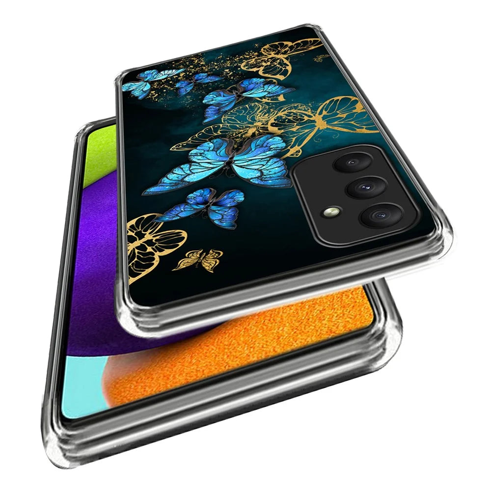 For Samsung Galaxy A55 5G Case Pattern Printing Mobile Phone TPU Cover - Blue Butterfly Cluster - 2